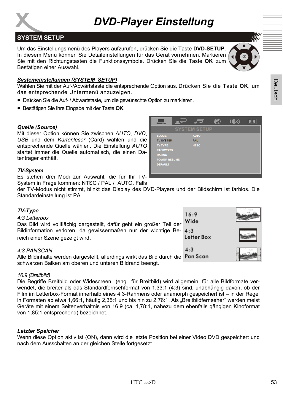 Dvd-player einstellung | Xoro HTC 2228D User Manual | Page 53 / 174