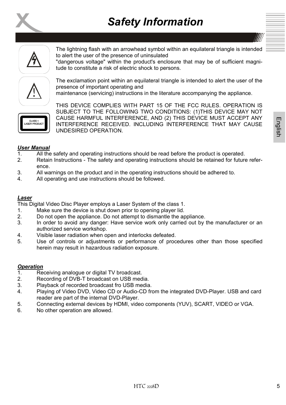 Safety information | Xoro HTC 2228D User Manual | Page 65 / 174