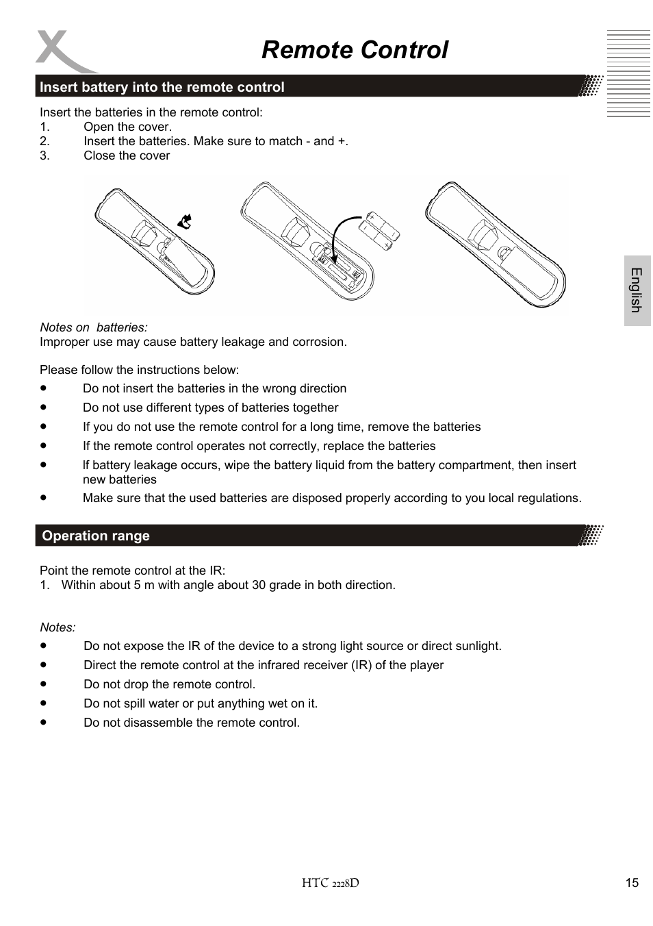 Remote control | Xoro HTC 2228D User Manual | Page 75 / 174