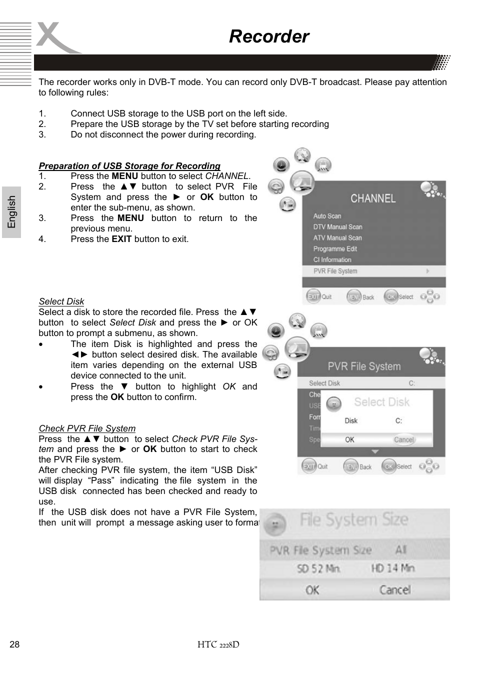Recorder | Xoro HTC 2228D User Manual | Page 88 / 174