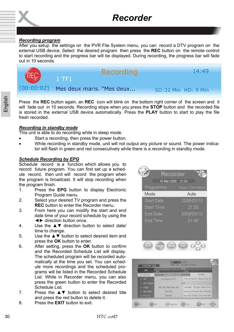 Recorder | Xoro HTC 2228D User Manual | Page 90 / 174