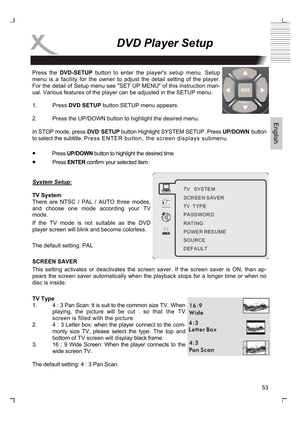 Dvd player setup | Xoro HTC 1926D User Manual | Page 115 / 304