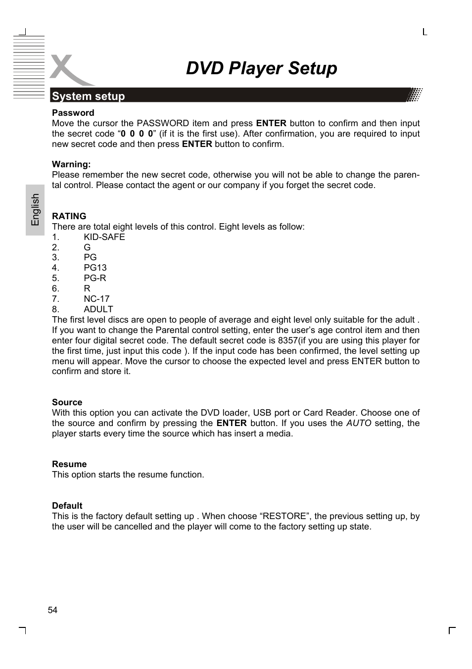 Dvd player setup | Xoro HTC 1926D User Manual | Page 116 / 304