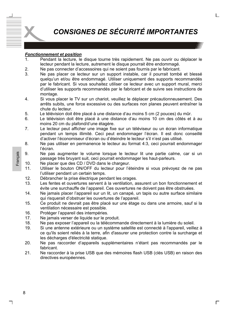 Consignes de sécurité importantes | Xoro HTC 1926D User Manual | Page 190 / 304