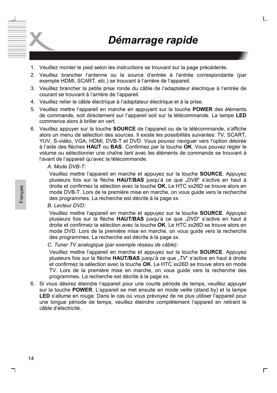 Démarrage rapide | Xoro HTC 1926D User Manual | Page 196 / 304