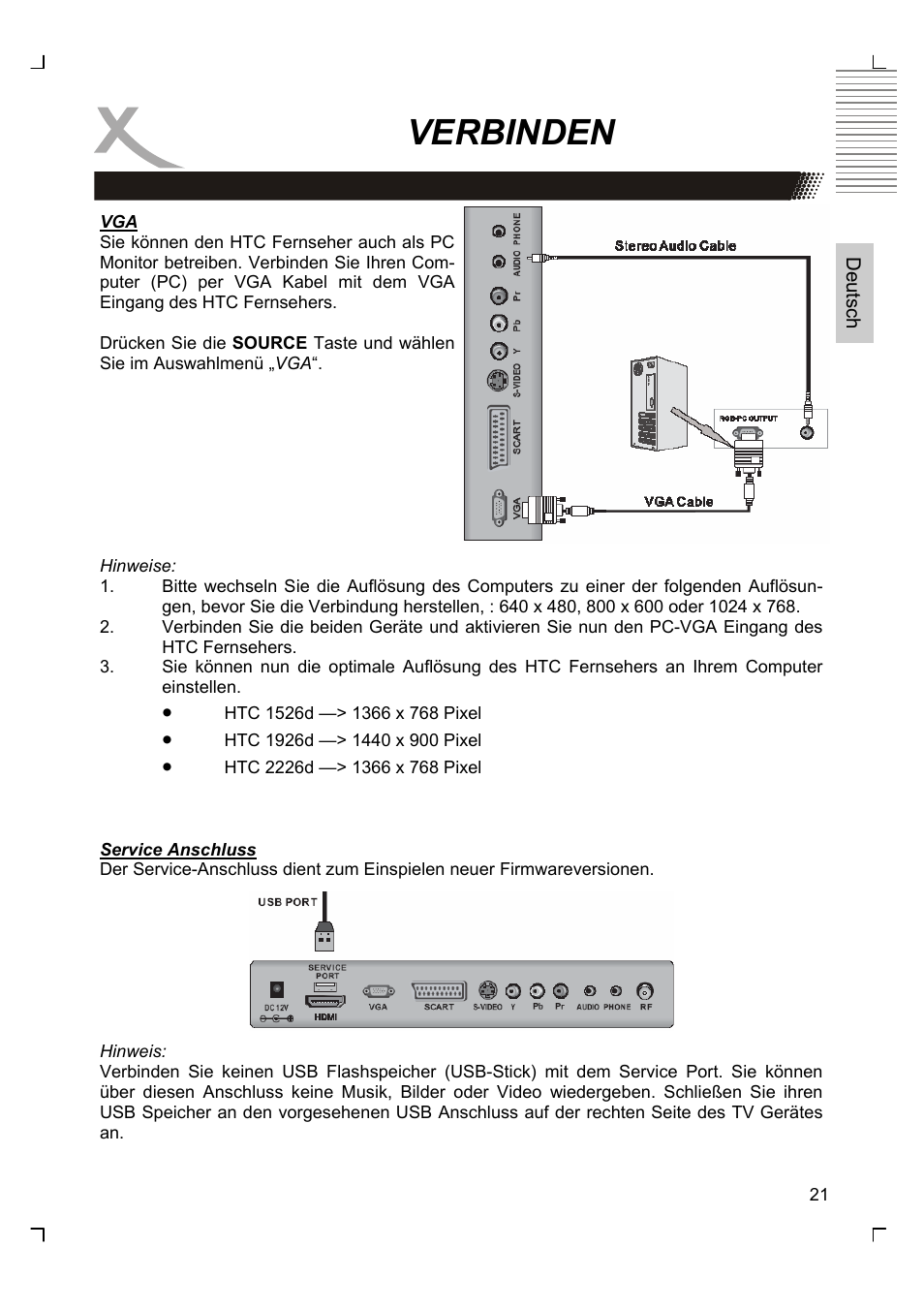 Verbinden | Xoro HTC 1926D User Manual | Page 21 / 304