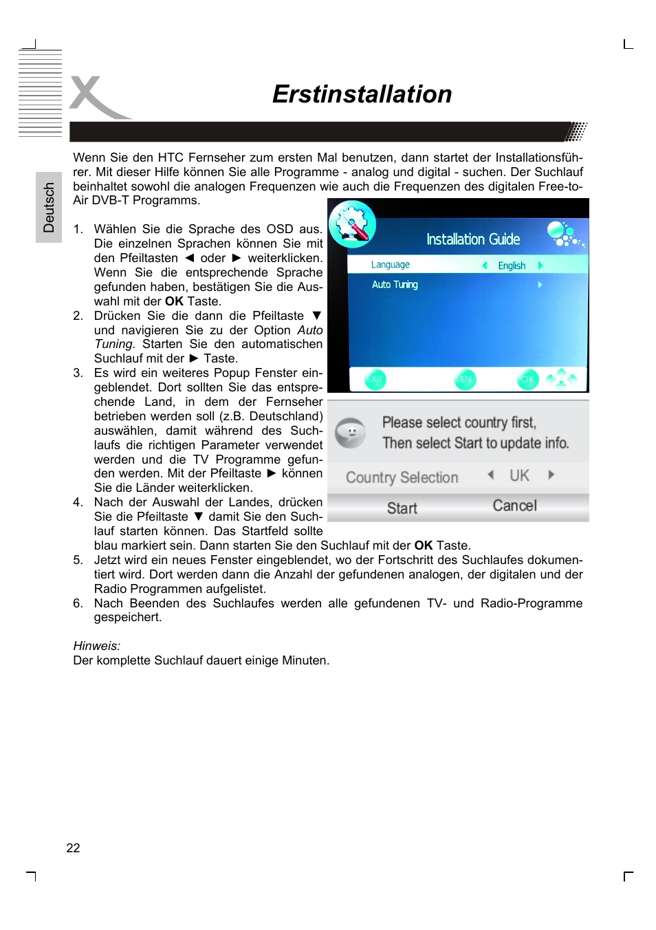 Erstinstallation | Xoro HTC 1926D User Manual | Page 22 / 304