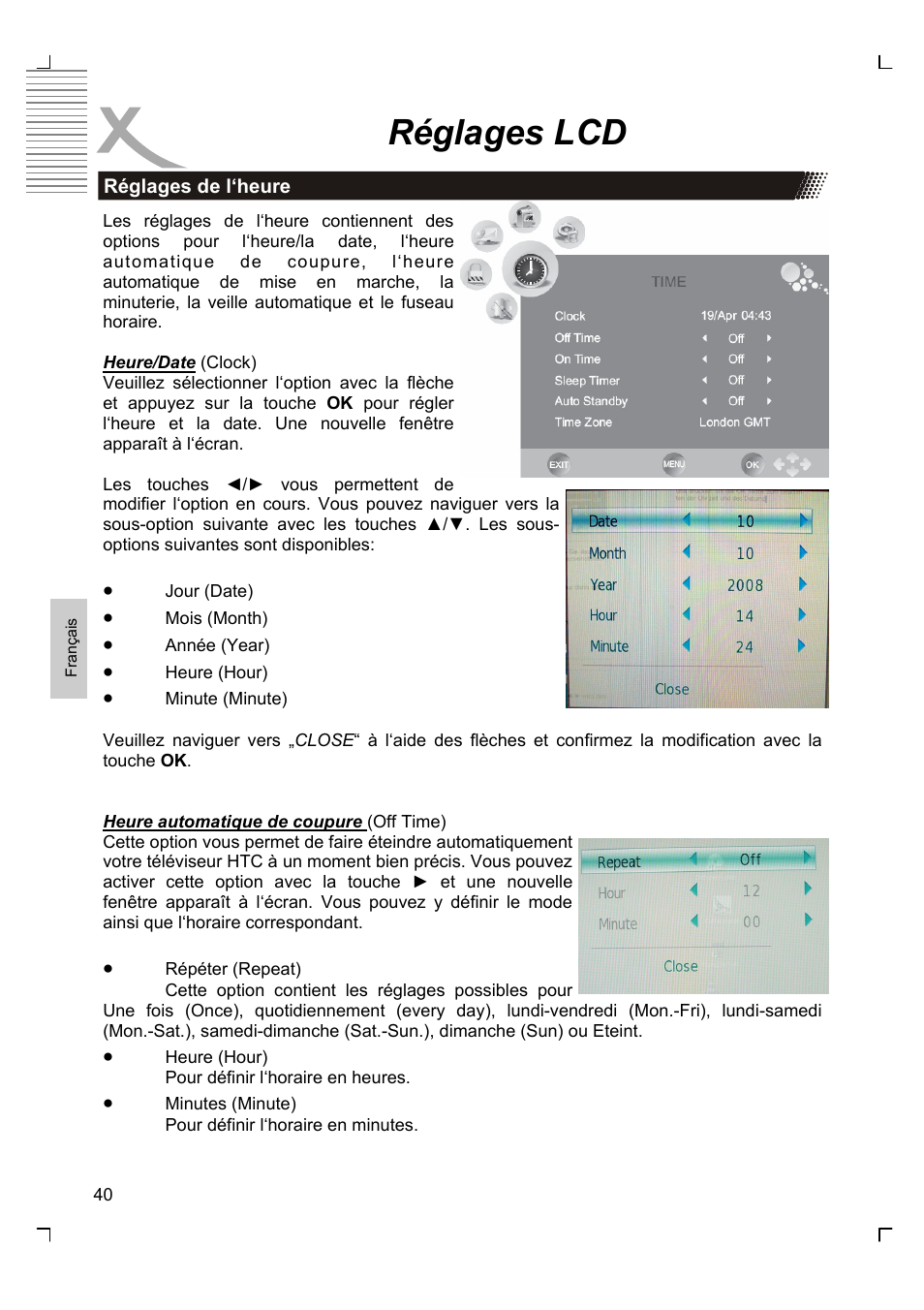 Réglages lcd | Xoro HTC 1926D User Manual | Page 222 / 304