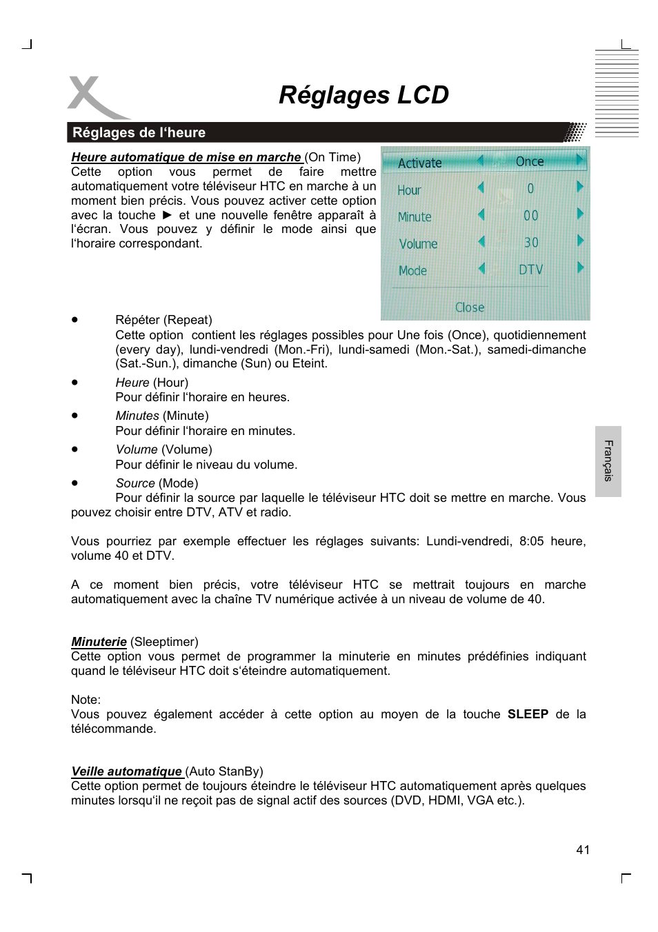 Réglages lcd | Xoro HTC 1926D User Manual | Page 223 / 304