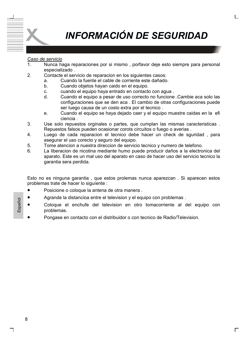 Información de seguridad | Xoro HTC 1926D User Manual | Page 250 / 304
