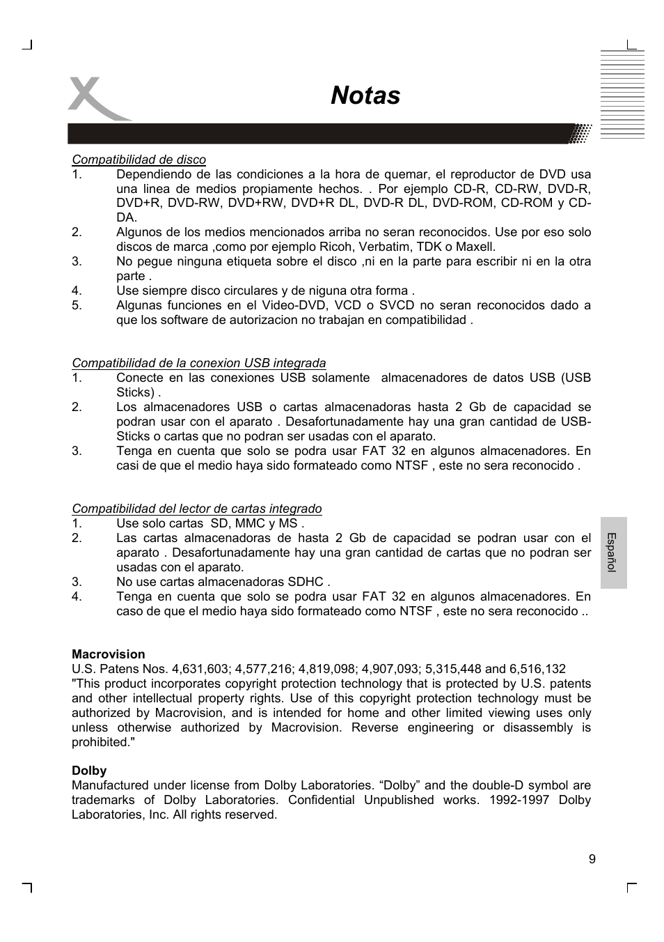 Notas | Xoro HTC 1926D User Manual | Page 251 / 304