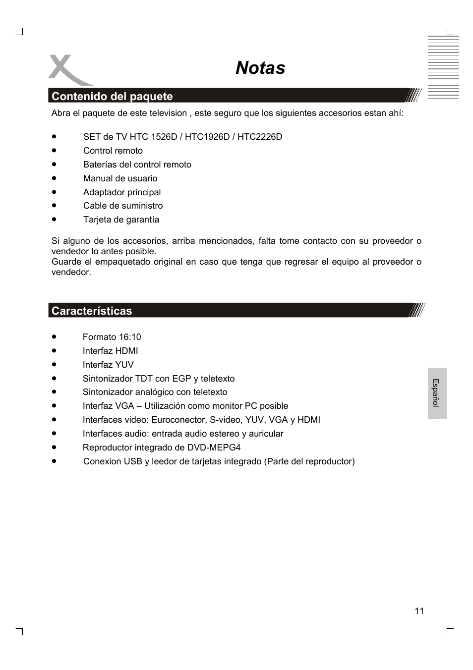 Notas | Xoro HTC 1926D User Manual | Page 253 / 304