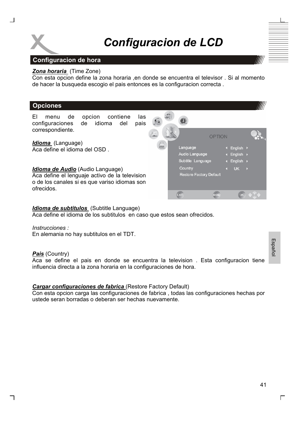 Configuracion de lcd | Xoro HTC 1926D User Manual | Page 283 / 304