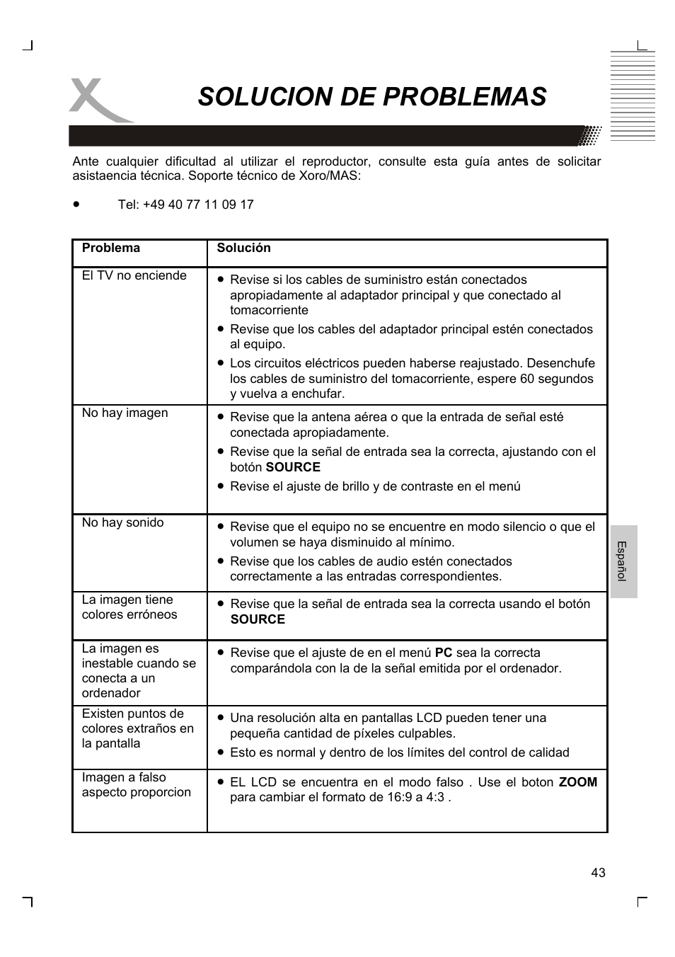 Solucion de problemas | Xoro HTC 1926D User Manual | Page 285 / 304