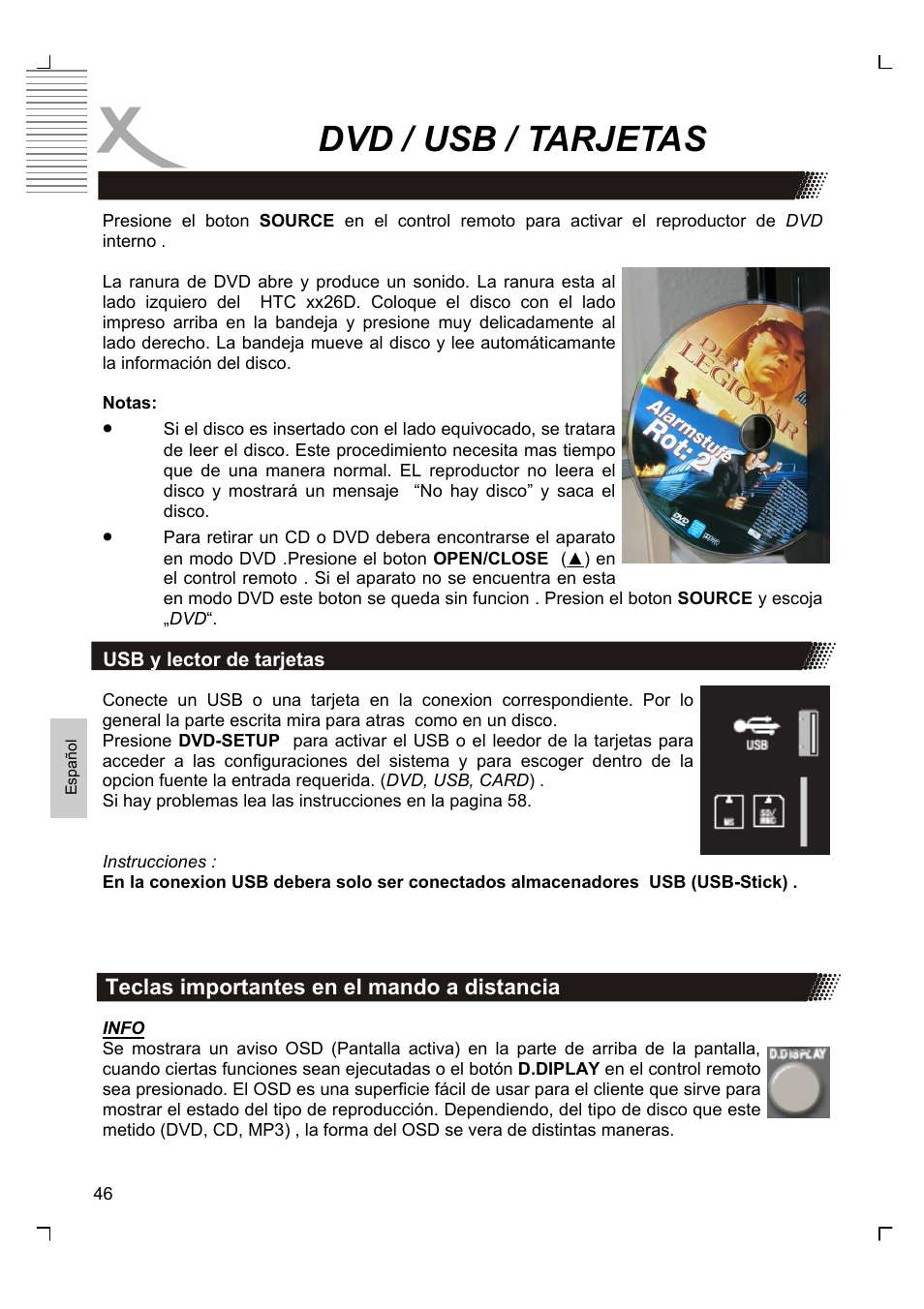 Dvd / usb / tarjetas | Xoro HTC 1926D User Manual | Page 288 / 304