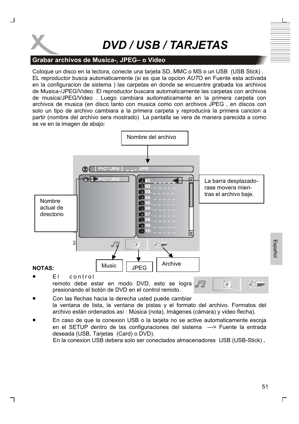 Dvd / usb / tarjetas | Xoro HTC 1926D User Manual | Page 293 / 304