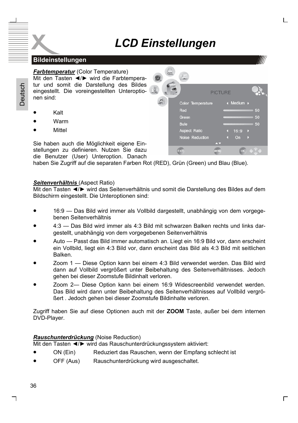 Lcd einstellungen | Xoro HTC 1926D User Manual | Page 36 / 304