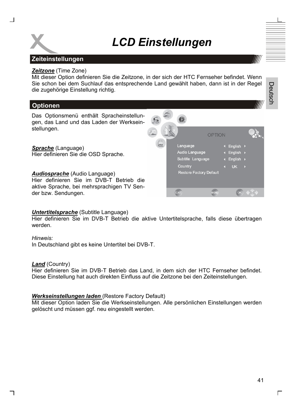 Lcd einstellungen | Xoro HTC 1926D User Manual | Page 41 / 304