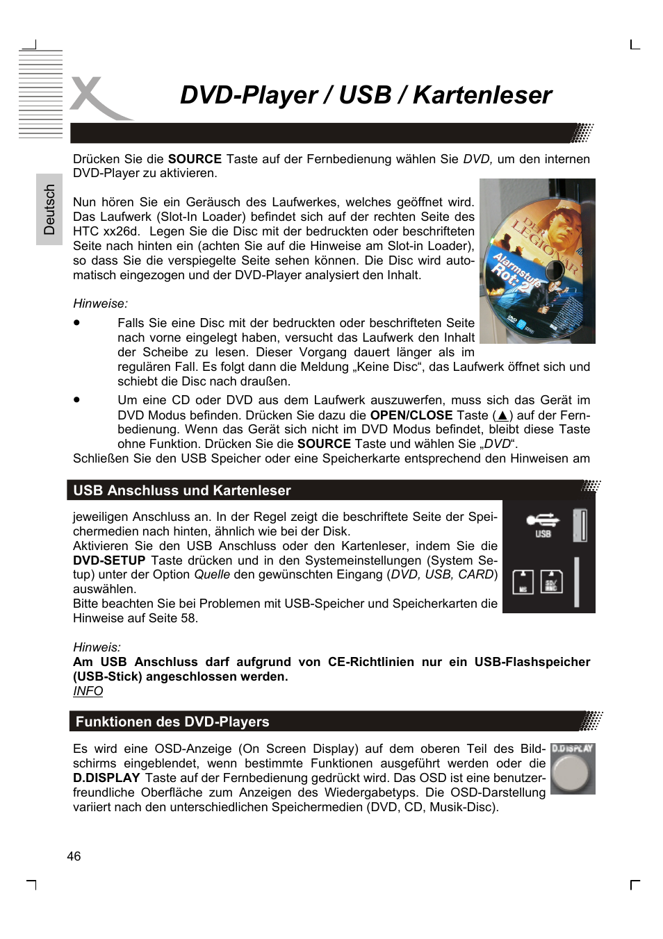 Dvd-player / usb / kartenleser | Xoro HTC 1926D User Manual | Page 46 / 304