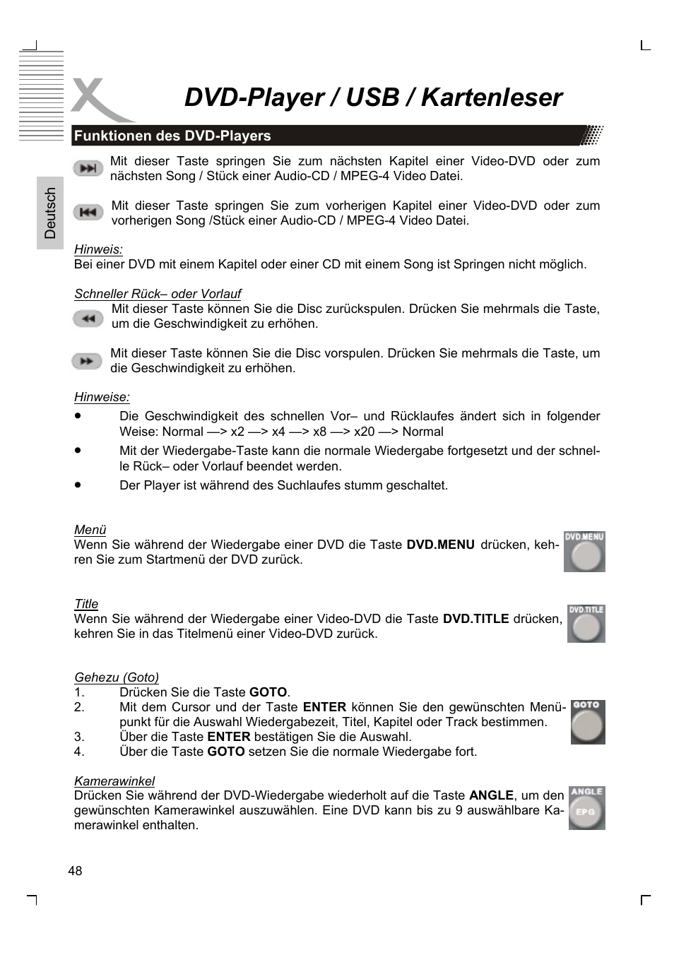 Dvd-player / usb / kartenleser | Xoro HTC 1926D User Manual | Page 48 / 304