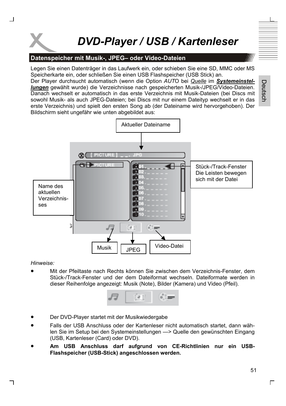 Dvd-player / usb / kartenleser | Xoro HTC 1926D User Manual | Page 51 / 304
