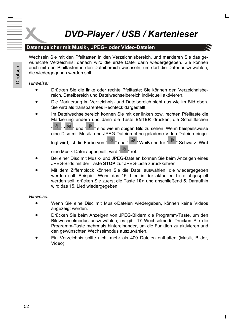 Dvd-player / usb / kartenleser | Xoro HTC 1926D User Manual | Page 52 / 304