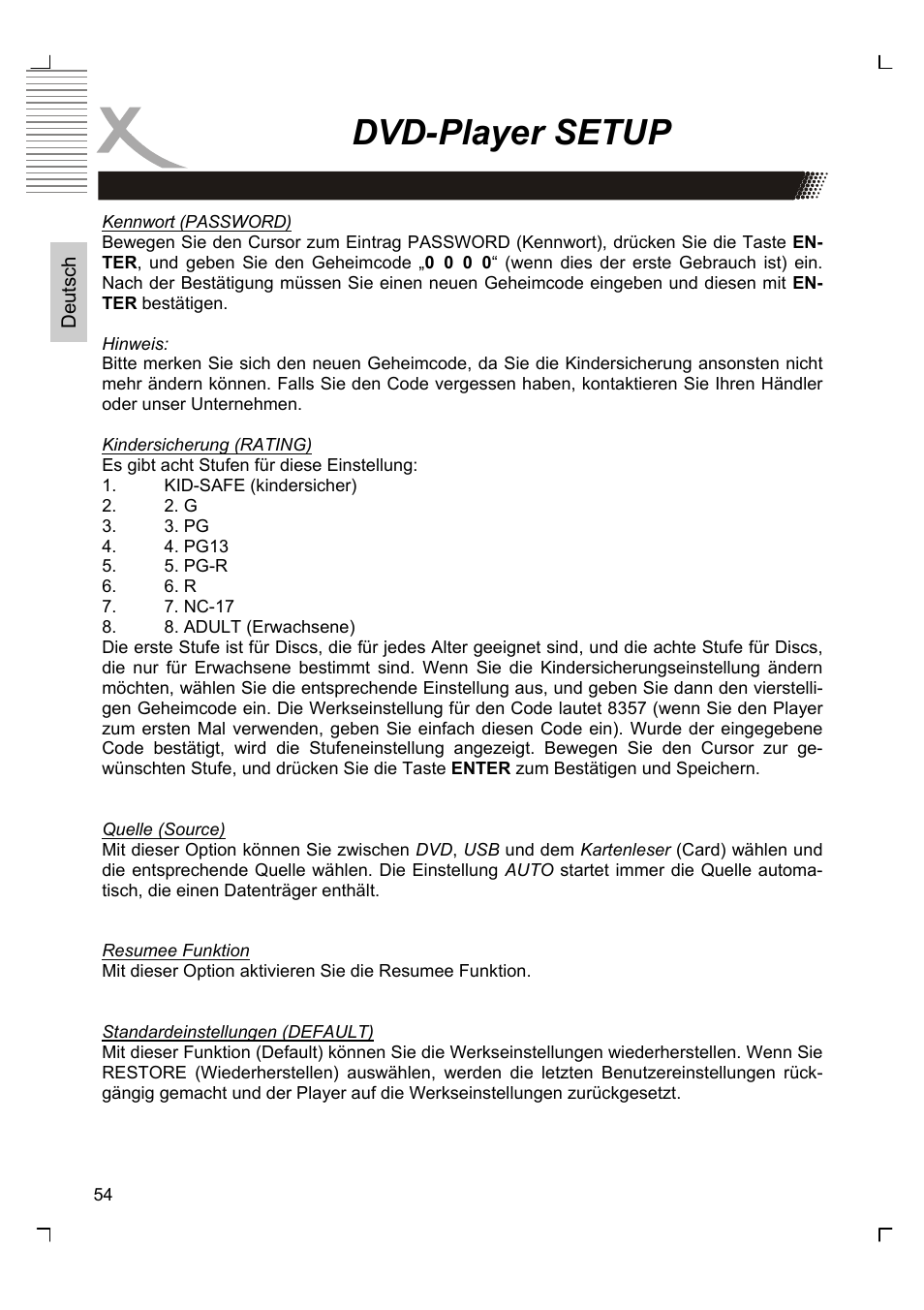 Dvd-player setup | Xoro HTC 1926D User Manual | Page 54 / 304