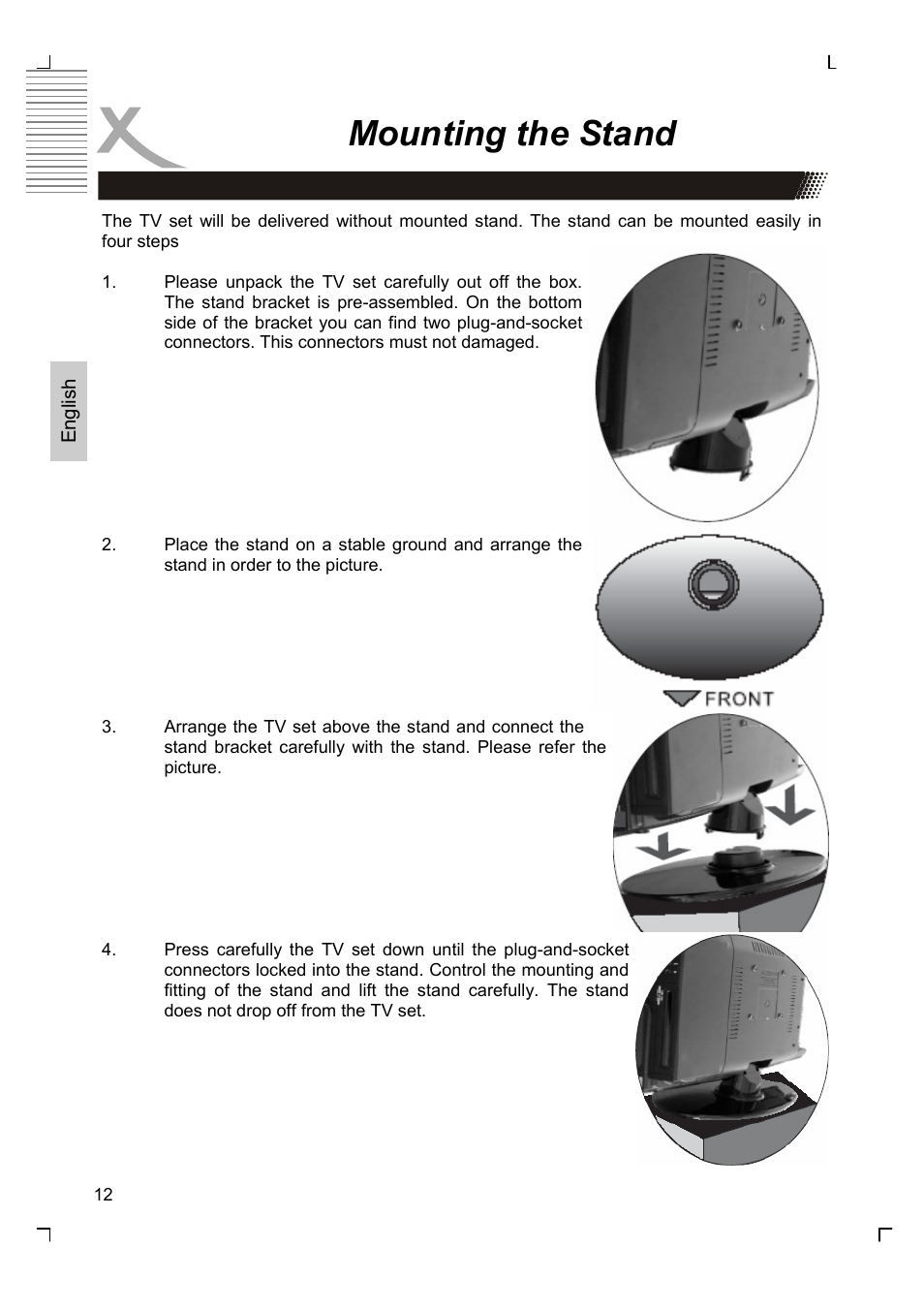 Mounting the stand | Xoro HTC 1926D User Manual | Page 74 / 304
