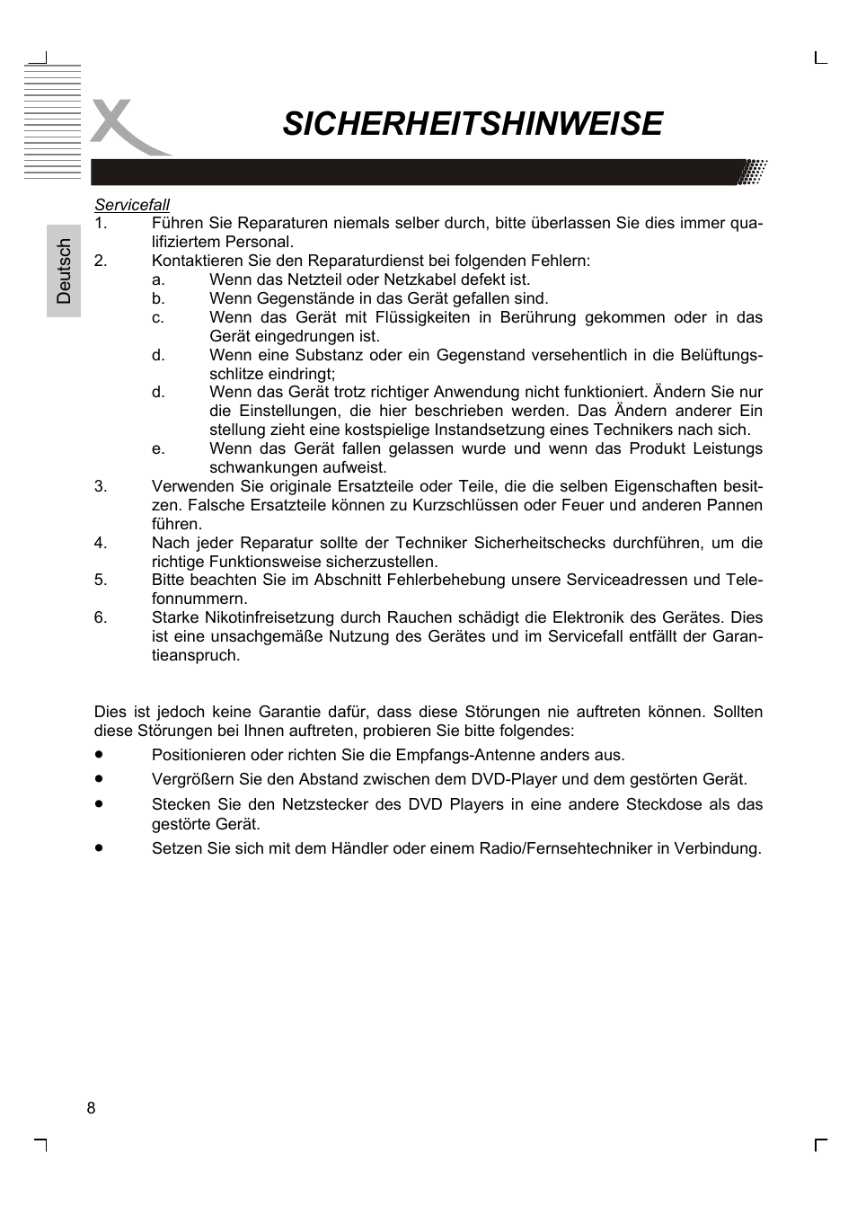 Sicherheitshinweise | Xoro HTC 1926D User Manual | Page 8 / 304