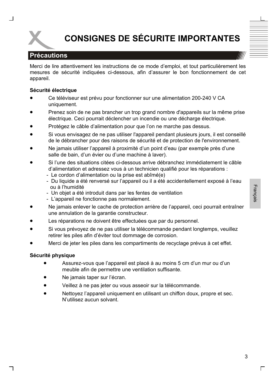 Consignes de sécurite importantes | Xoro HTC 1525D User Manual | Page 131 / 213