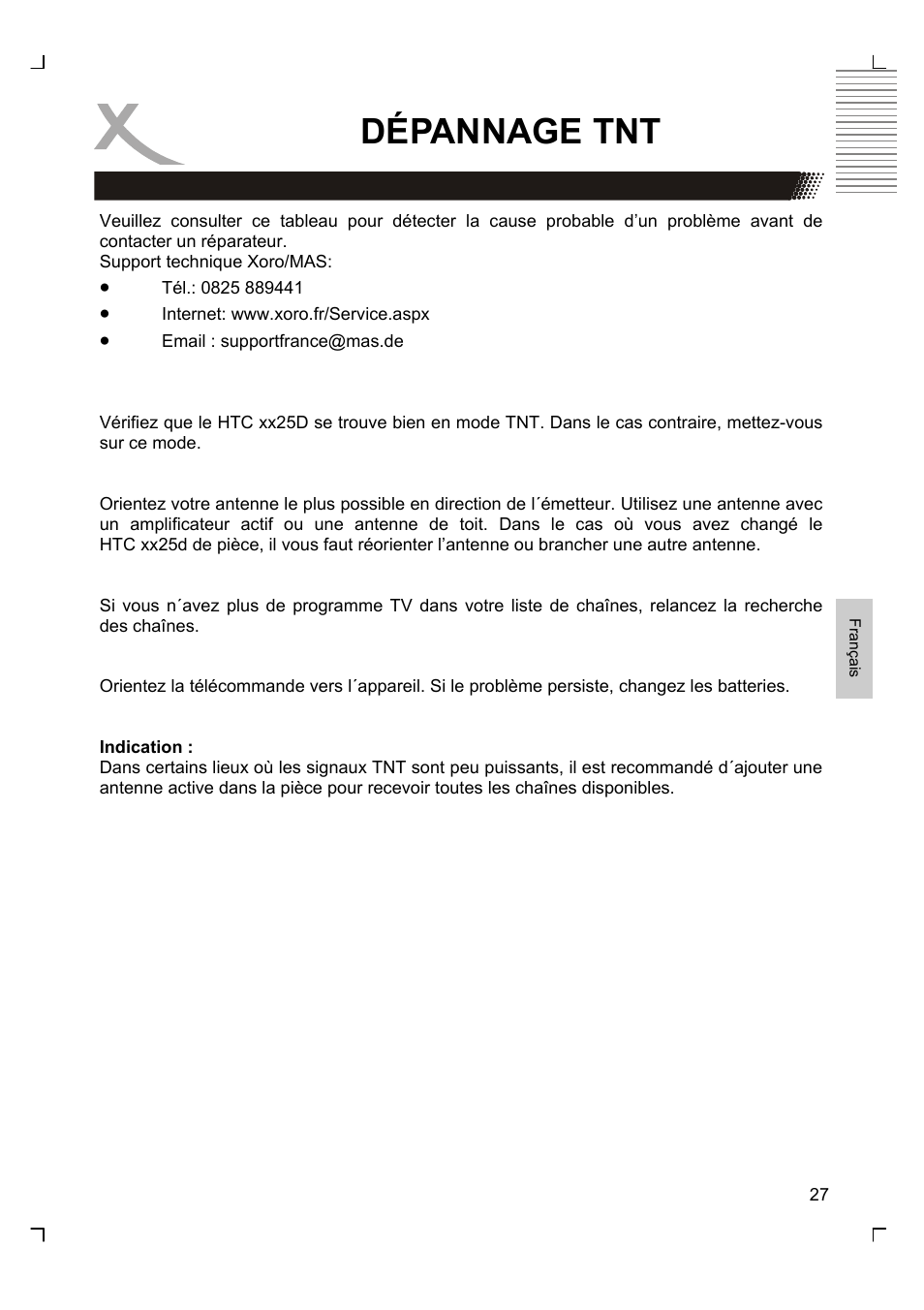 Dépannage tnt | Xoro HTC 1525D User Manual | Page 155 / 213