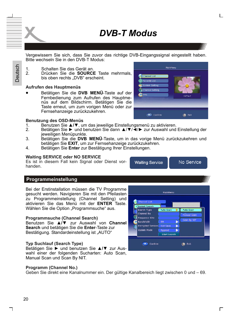 Dvb-t modus | Xoro HTC 1525D User Manual | Page 20 / 213