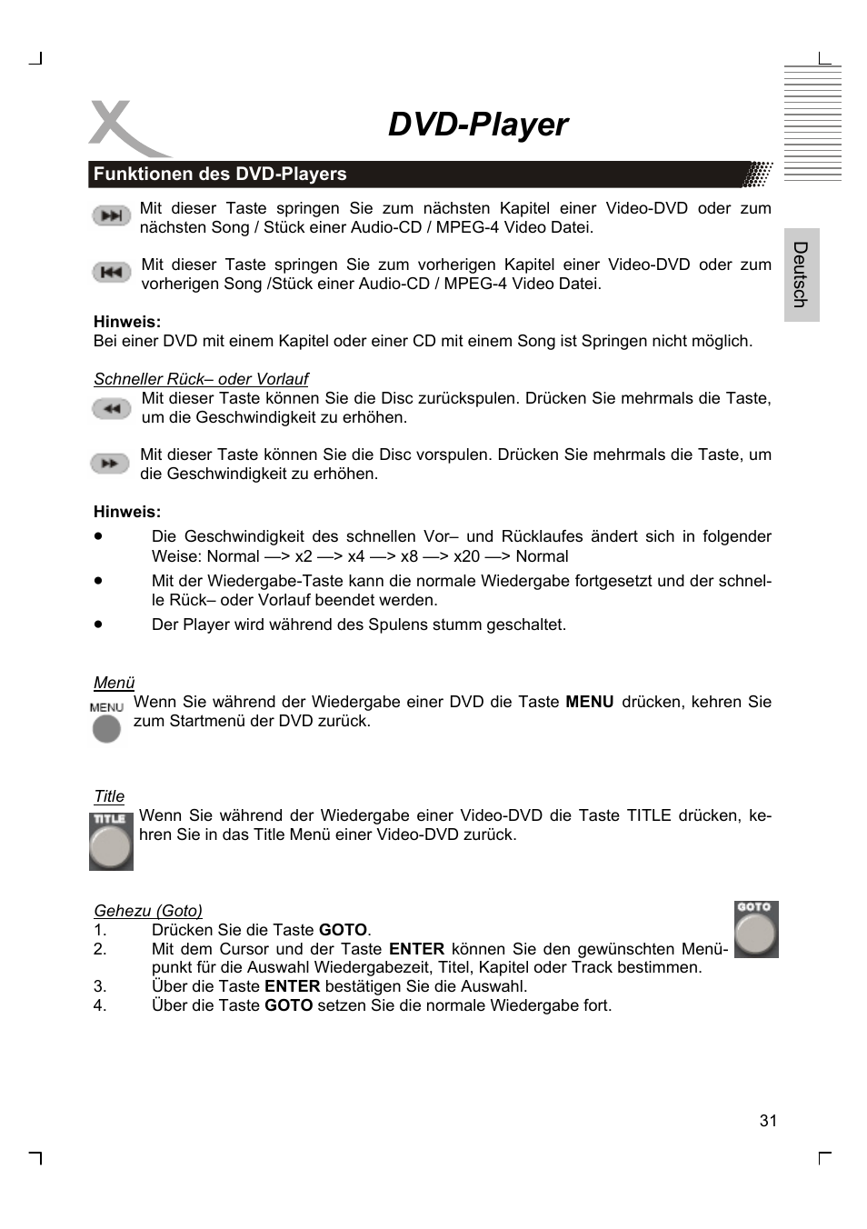 Dvd-player | Xoro HTC 1525D User Manual | Page 31 / 213