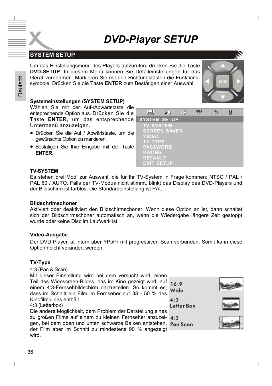 Dvd-player setup | Xoro HTC 1525D User Manual | Page 36 / 213