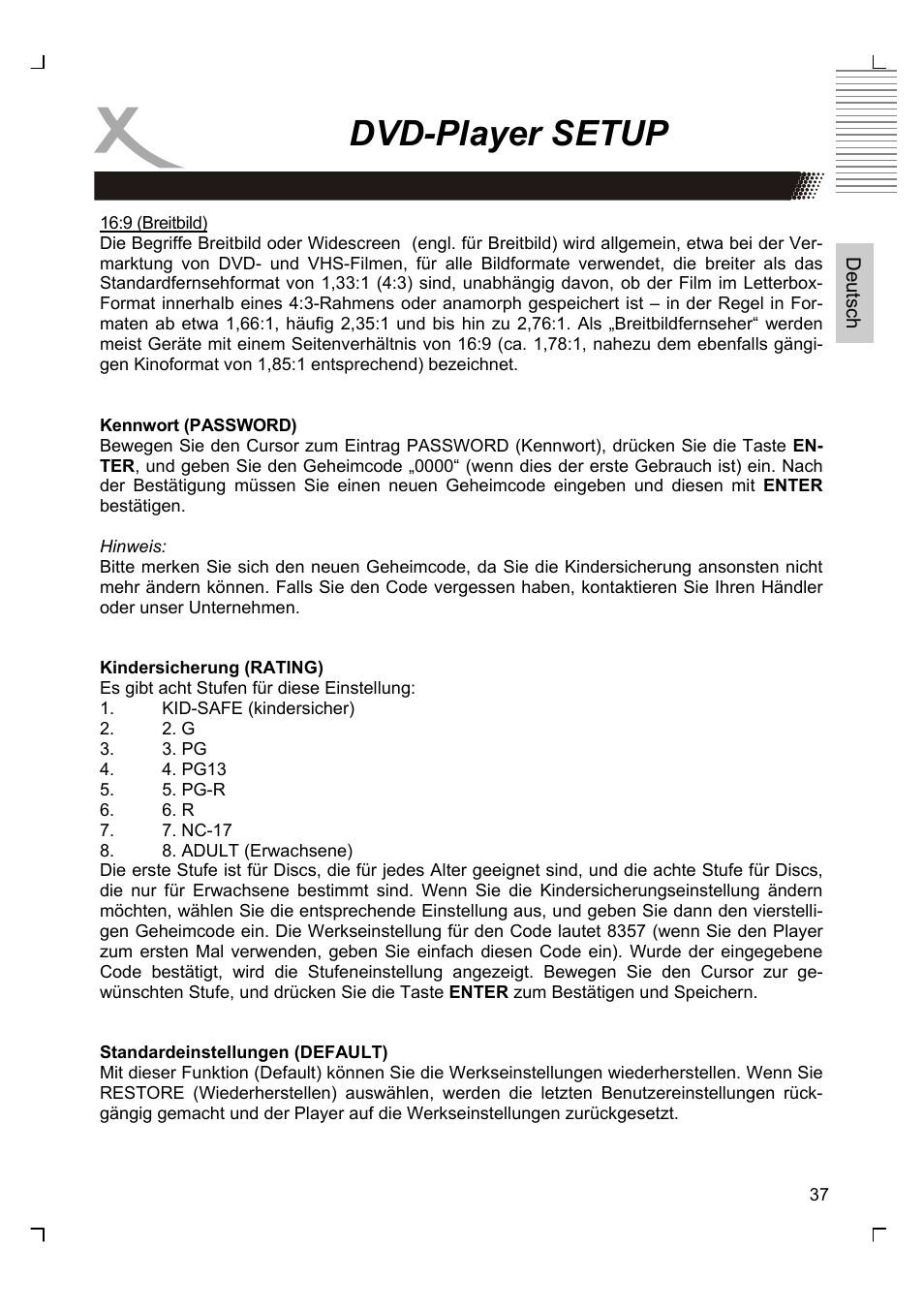 Dvd-player setup | Xoro HTC 1525D User Manual | Page 37 / 213