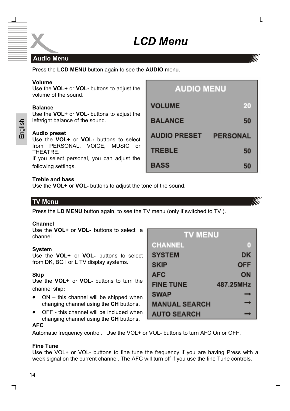 Lcd menu | Xoro HTC 1525D User Manual | Page 58 / 213