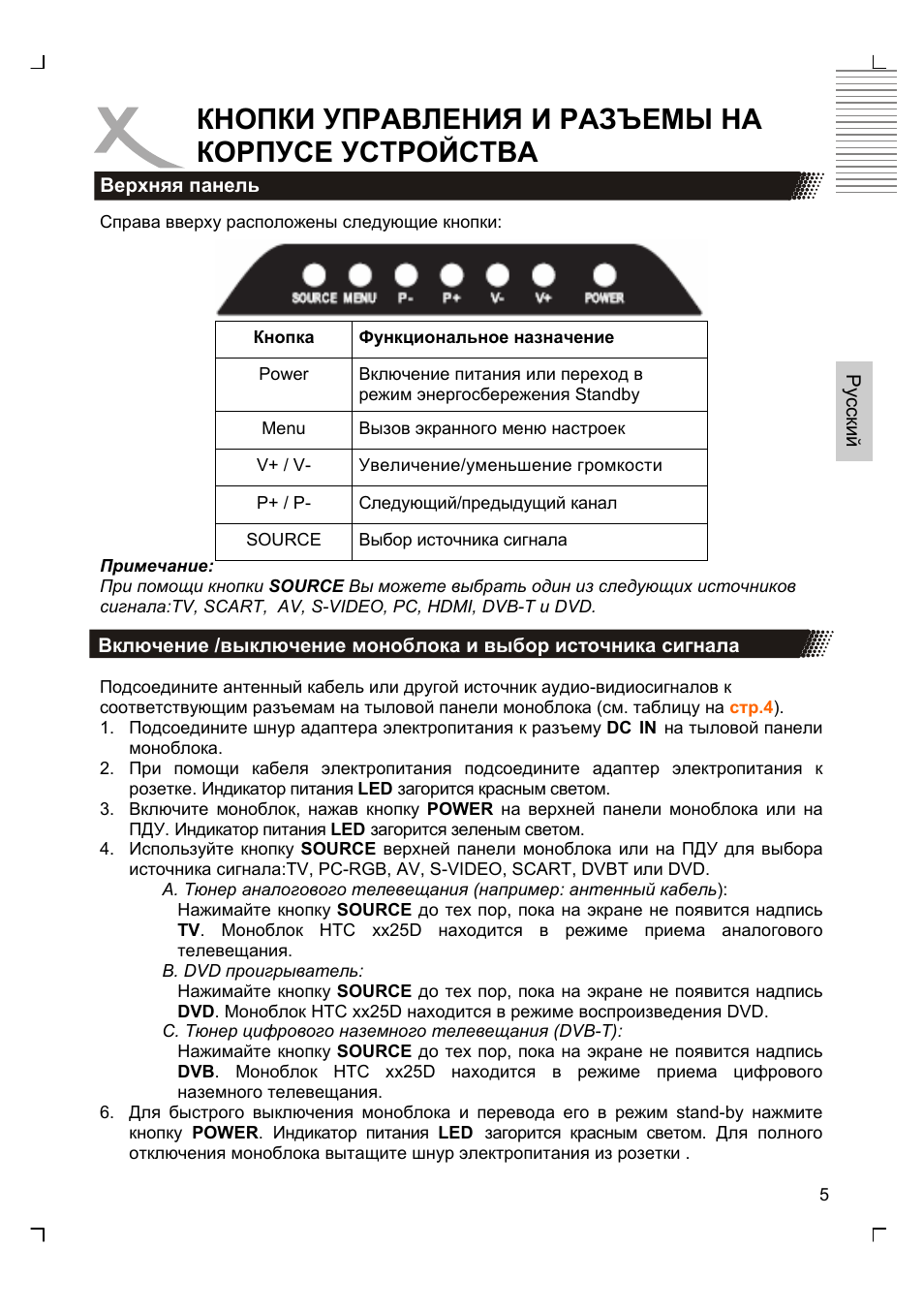 Кнопки управления и разъемы на корпусе устройства | Xoro HTC 1525D User Manual | Page 91 / 213