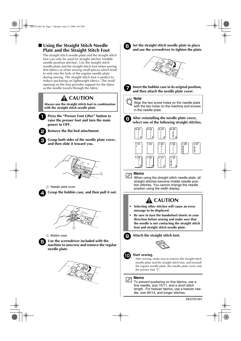 Brother QC 1000 User Manual | 1 page