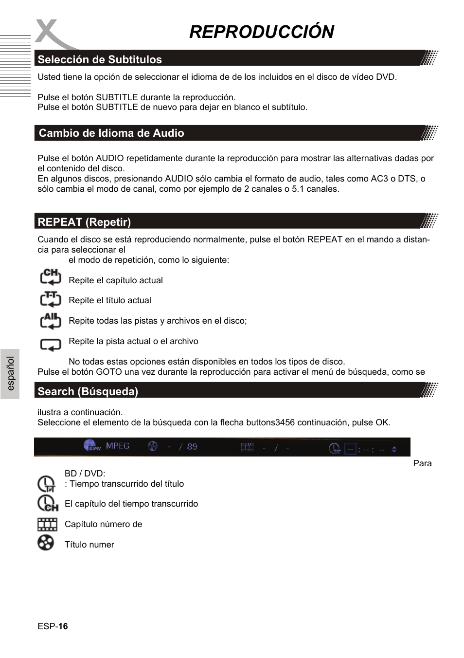 Reproducción | Xoro HBD 1000 User Manual | Page 106 / 122