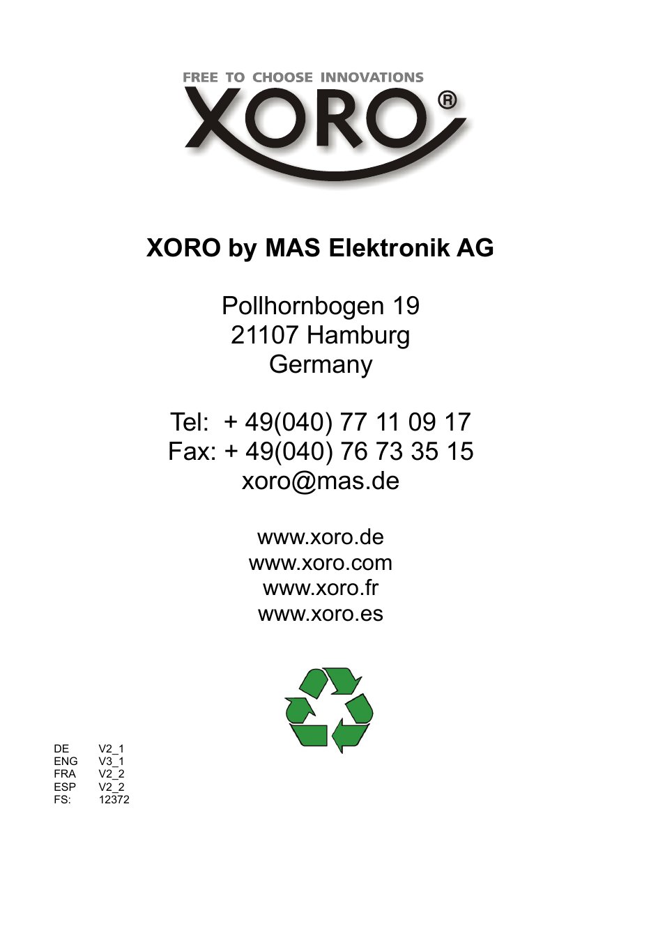 Xoro HBD 1000 User Manual | Page 122 / 122
