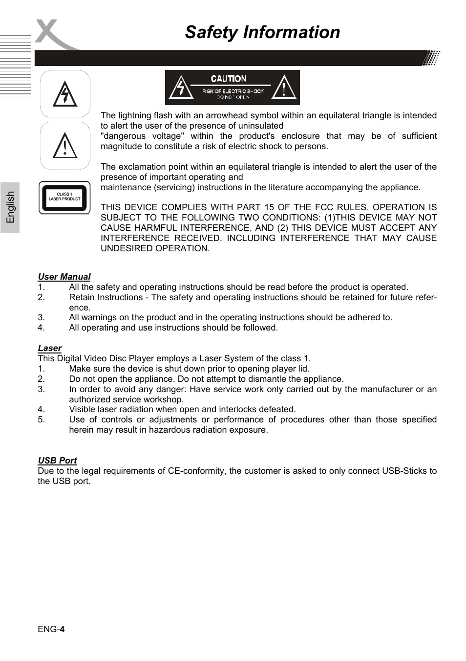 Safety information | Xoro HBD 1000 User Manual | Page 34 / 122