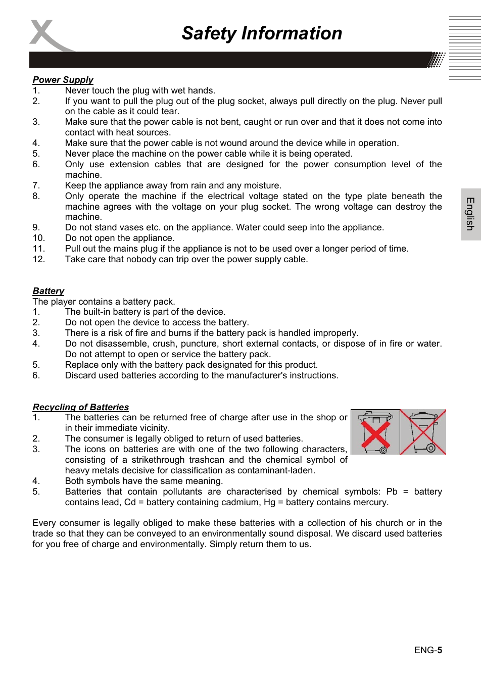 Safety information | Xoro HBD 1000 User Manual | Page 35 / 122