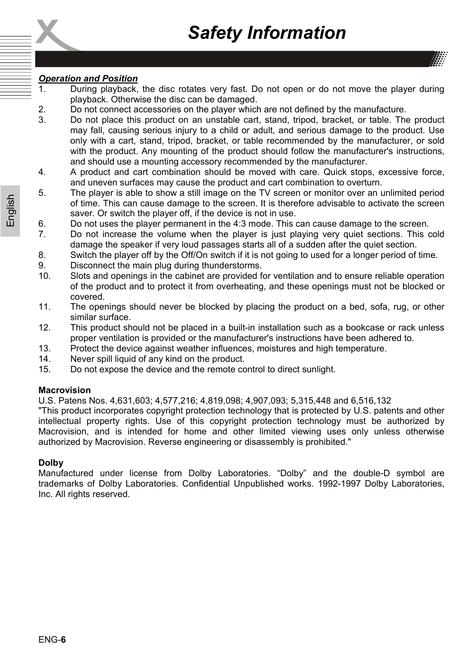 Safety information | Xoro HBD 1000 User Manual | Page 36 / 122