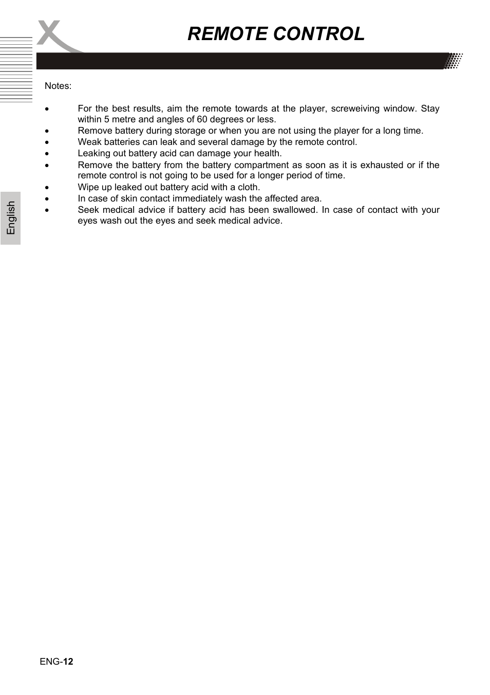 Remote control | Xoro HBD 1000 User Manual | Page 42 / 122