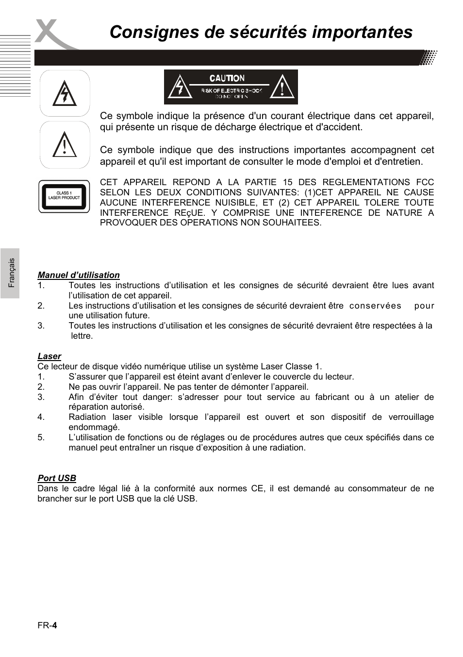 Consignes de sécurités importantes | Xoro HBD 1000 User Manual | Page 64 / 122