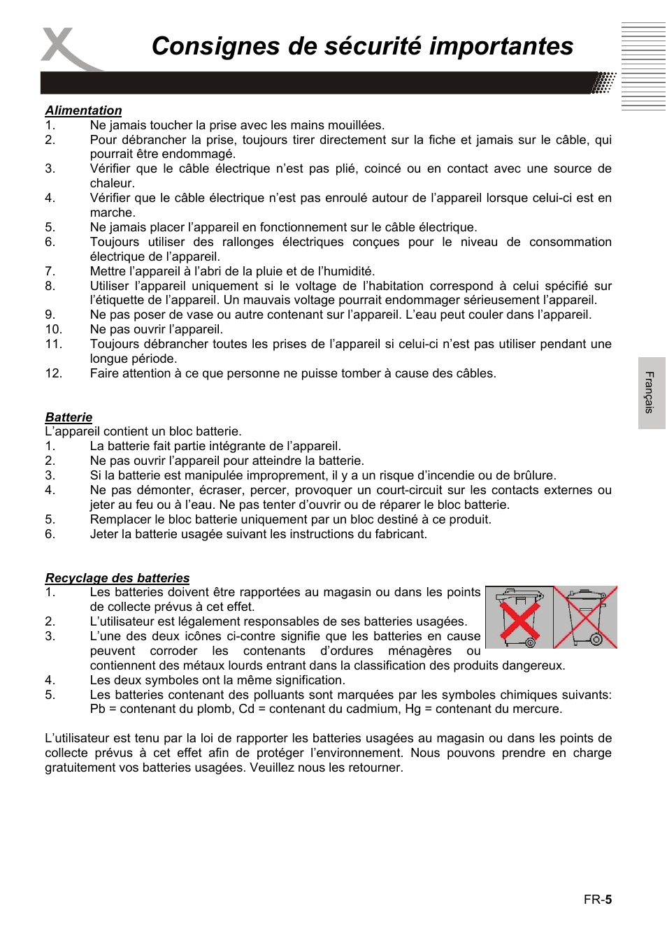 Consignes de sécurité importantes | Xoro HBD 1000 User Manual | Page 65 / 122