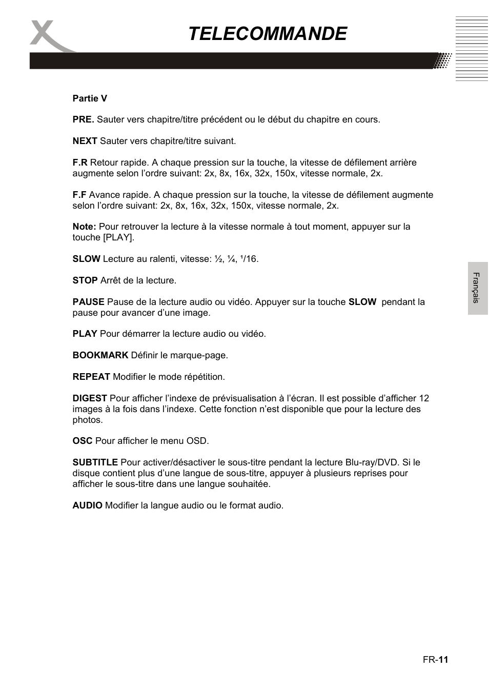 Telecommande | Xoro HBD 1000 User Manual | Page 71 / 122