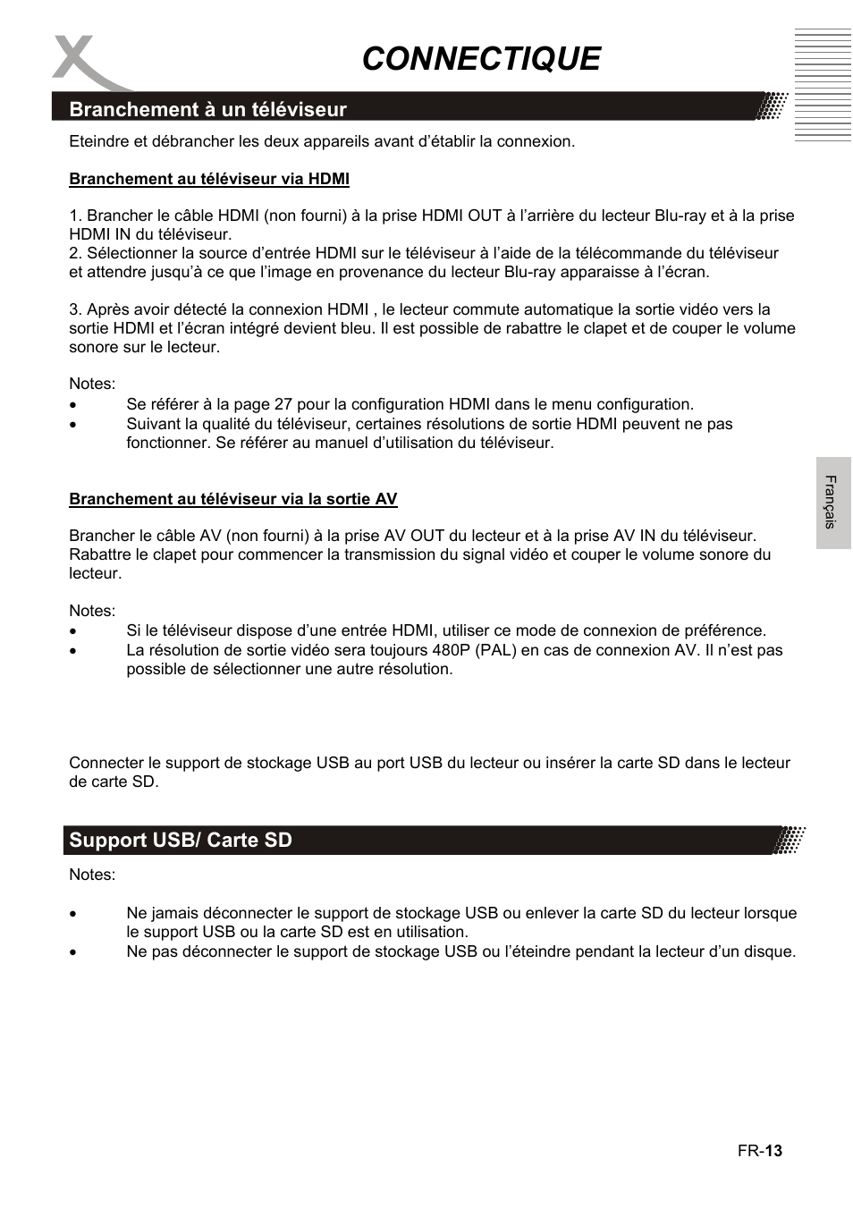 Connectique | Xoro HBD 1000 User Manual | Page 73 / 122