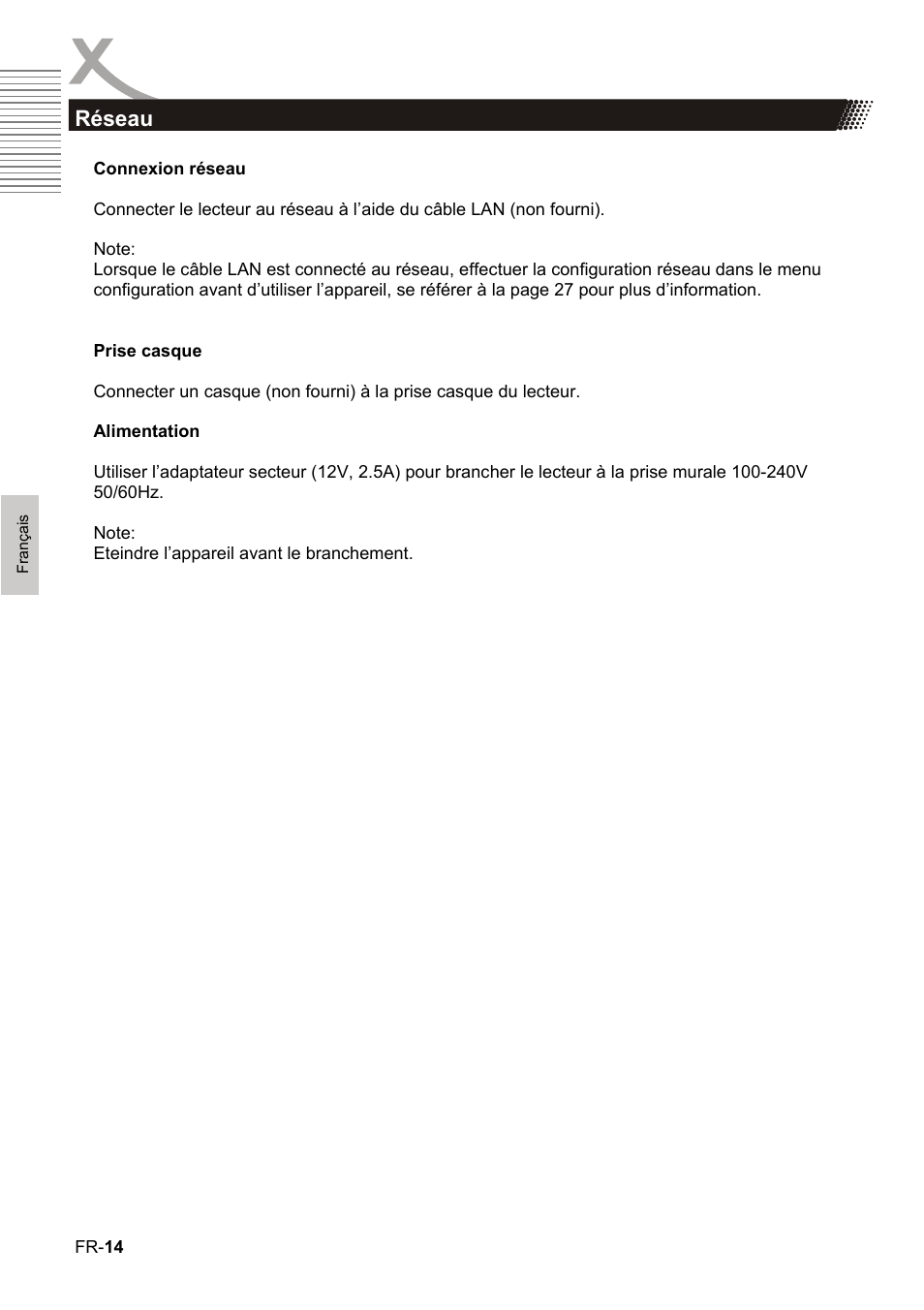 Réseau | Xoro HBD 1000 User Manual | Page 74 / 122