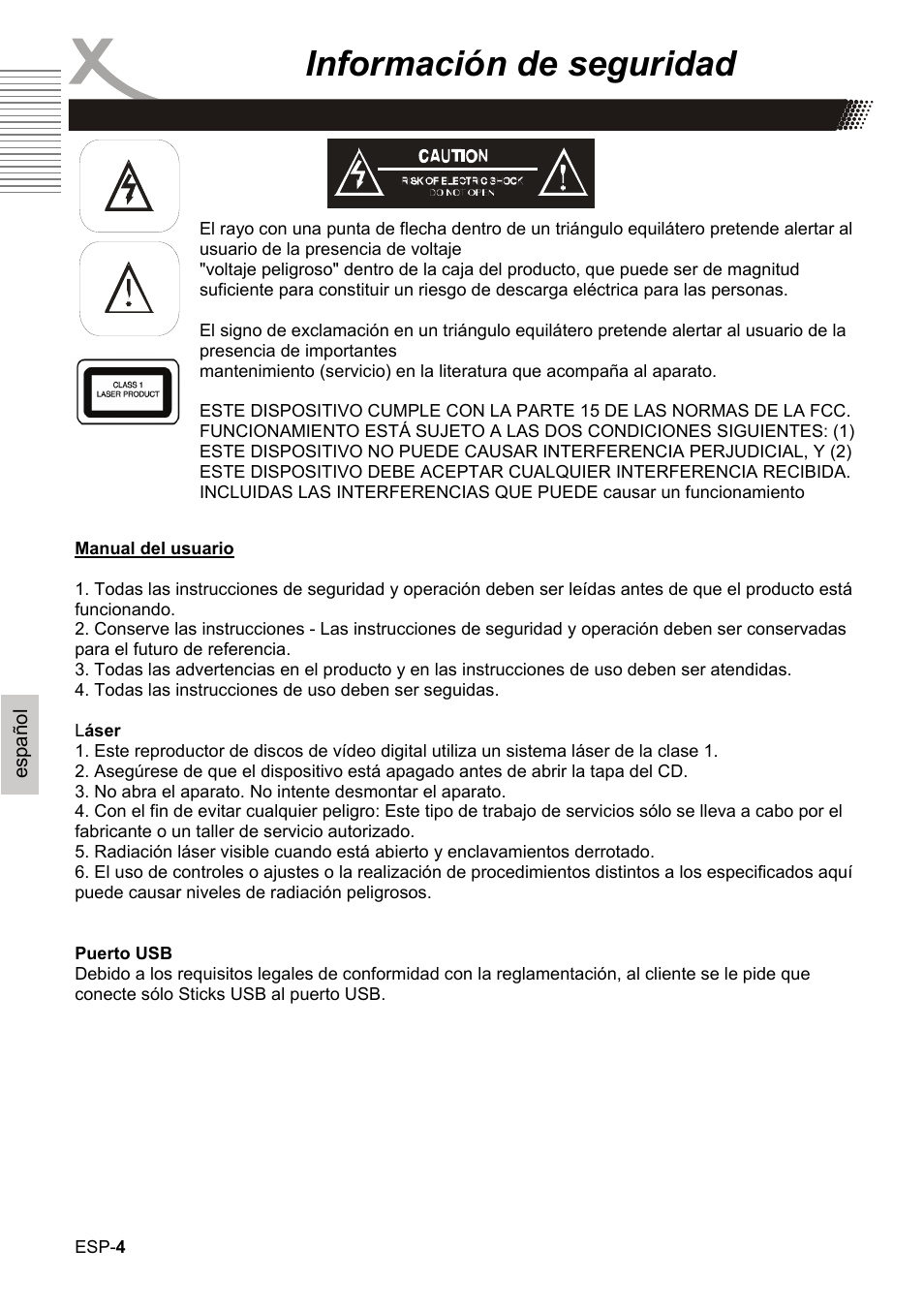 Información de seguridad | Xoro HBD 1000 User Manual | Page 94 / 122